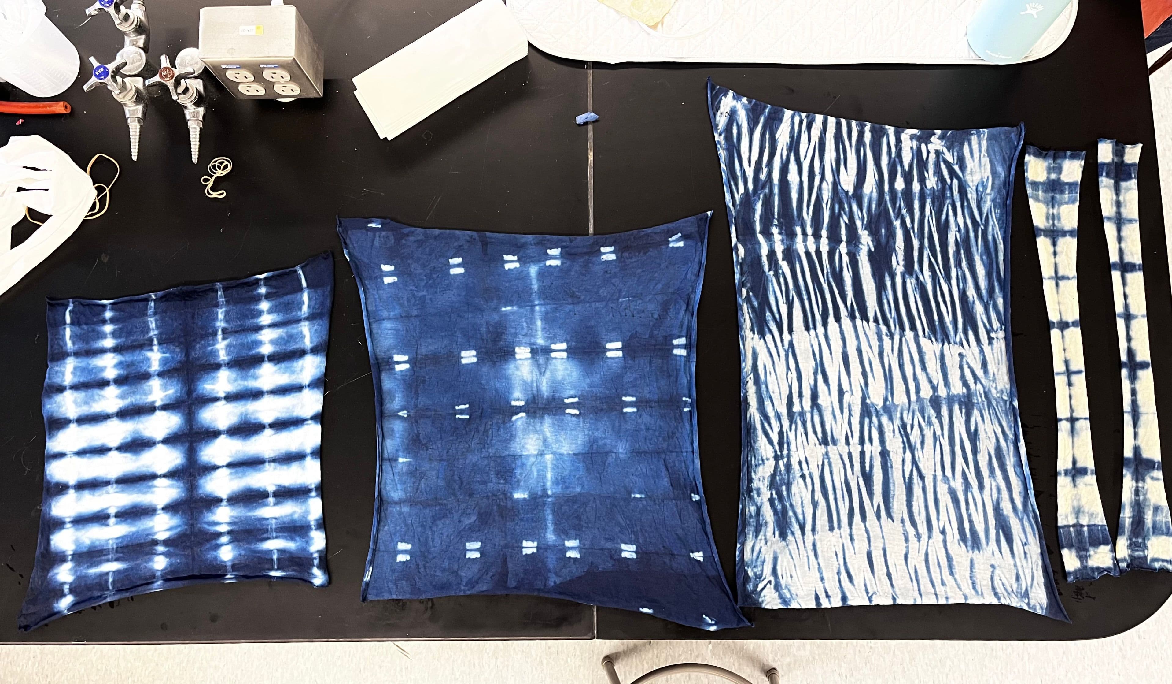 Shibori dyed scrap fabrics