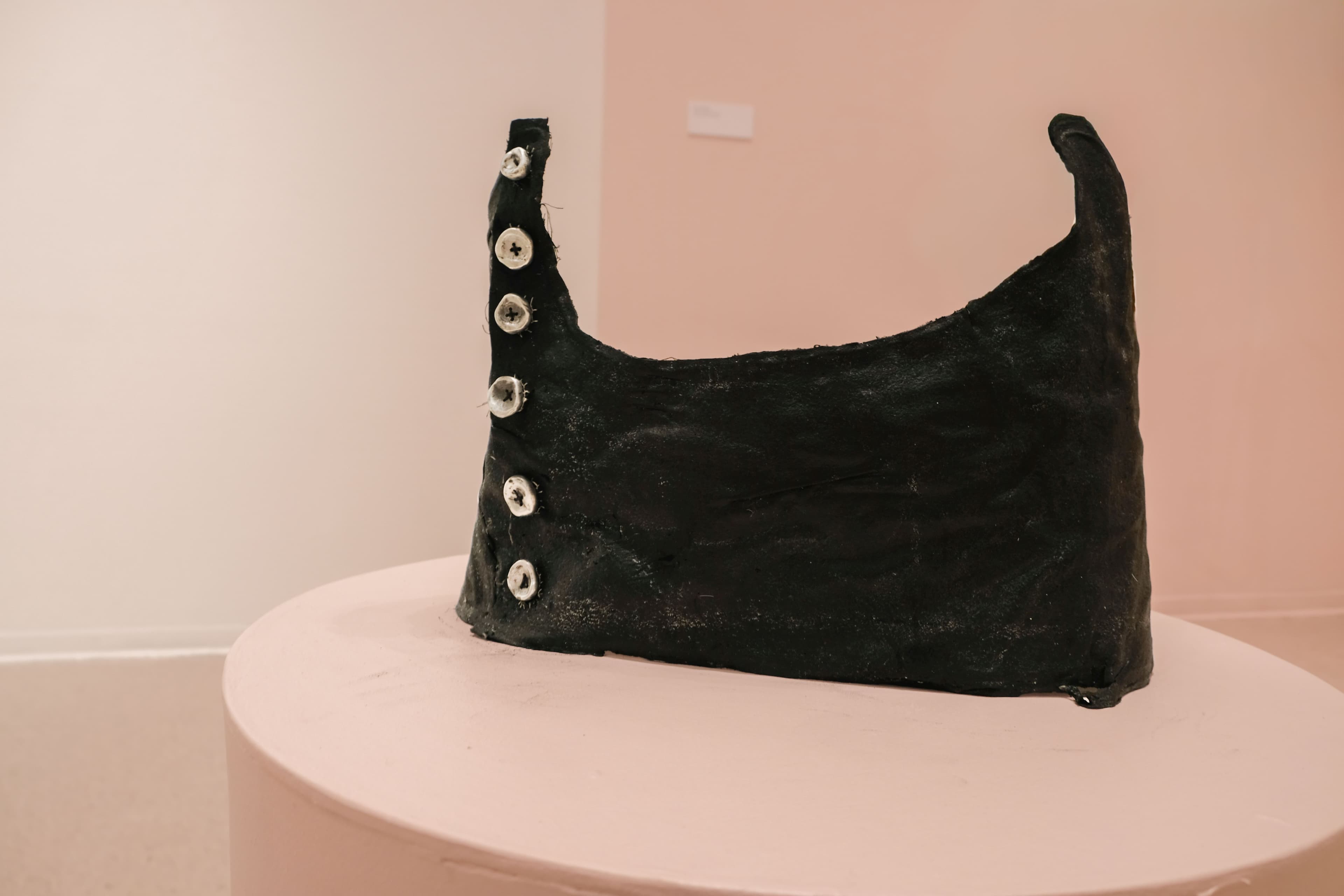 Kombucha leather corset with cast aluminum buttons